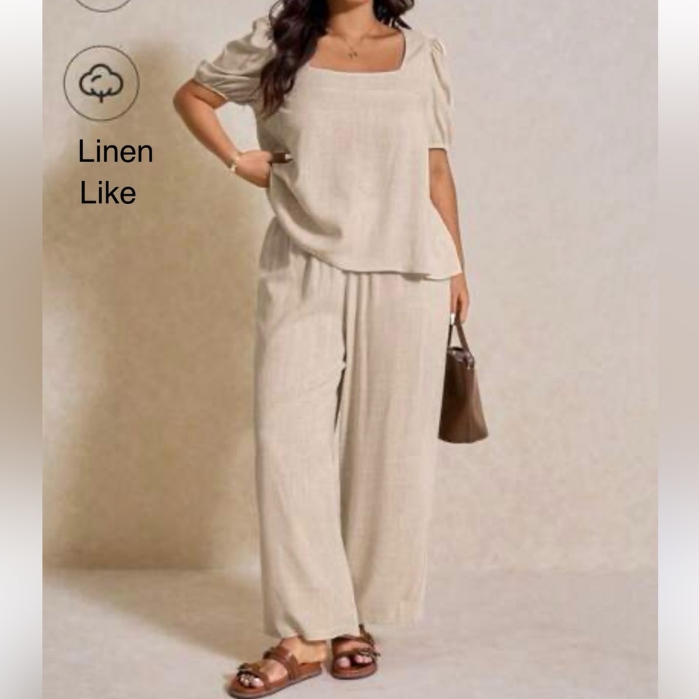 NWOT Wide Leg Linen like Pants size L